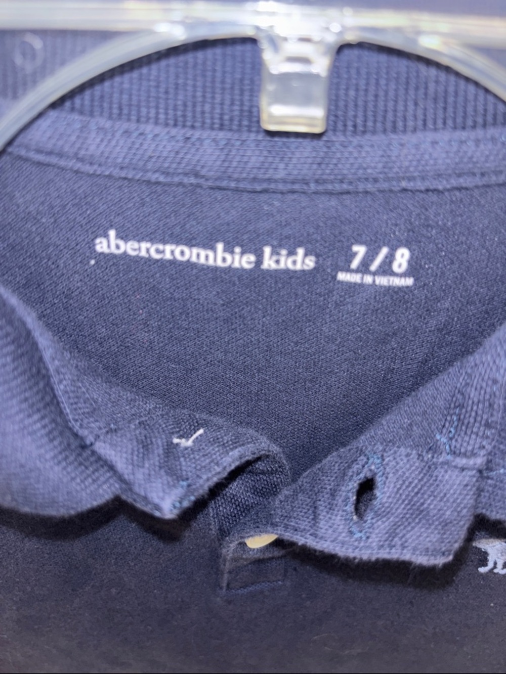 abercrombie kids Navy Polo Shirt 7/8 7 8 - Picture 3 of 4